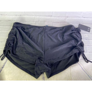 V.M. Swimwear Bikini Swim Bottoms Ruched Shorts Black Women's Plus Size 24W NEW